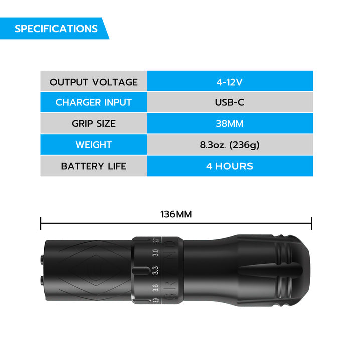 EMALLA GRAND G3 WIRELESS TATTOO PEN MACHINE (BLACK)