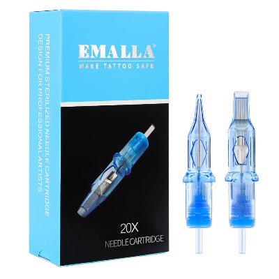 Emalla tattoo needle cartridges with packaging on a white background FLAT
