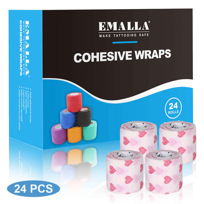 EMALLA COHESIVE WRAPS BOX OF 24 HEART EMALLA CANADA TATTOO SUPPLIES