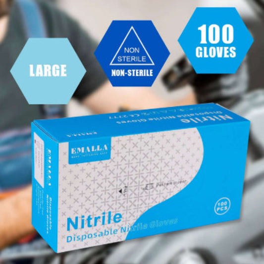 EMALLA DISPOSABLE NITRILE GLOVES BLACK EMALLA CANADA TATTOO SUPPLIES