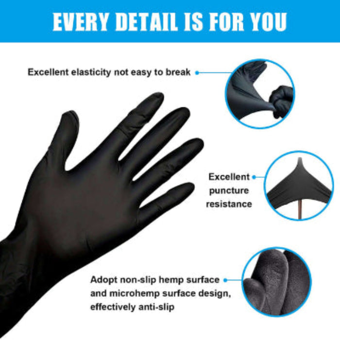 EMALLA DISPOSABLE NITRILE GLOVES BLACK EMALLA CANADA TATTOO SUPPLIES