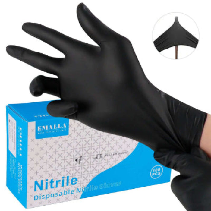 EMALLA DISPOSABLE NITRILE GLOVES BLACK EMALLA CANADA TATTOO SUPPLIES